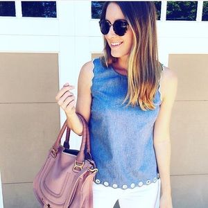 J.Crew Chambray scallop top